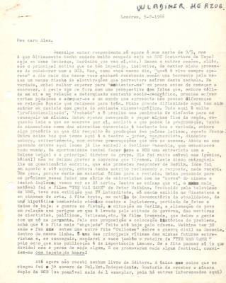 Carta de Vladimir Herzog para Alex Viany, 5 jul. 1966